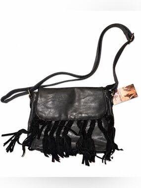 Heritage West Black Fringe Crossbody Bag NWT | Boho Western Tassel Purse